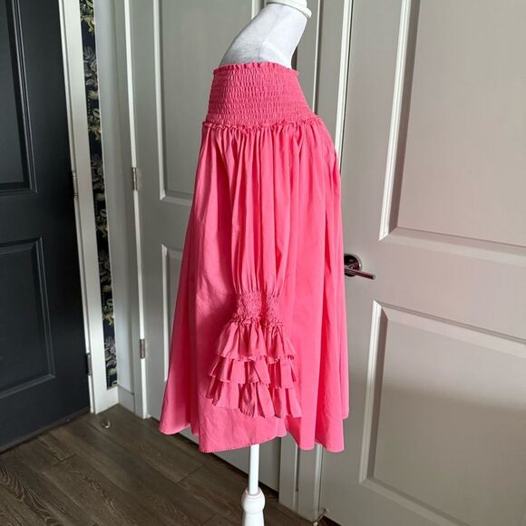 Gracia Barbiecore Bright Pink Ruched Off the Shoulder Mini dress Size M - Picture 2 of 5